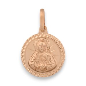 Medalla Sagrado Corazón de Jesus Oro Italiano Redonda - Joyería Religiosa Exclusiva