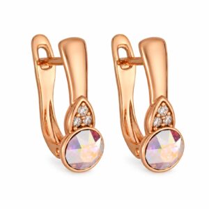 Aretes Huggie de Oro Rosa con Circonias - fondo blanco